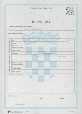 Croatian Birth Certificate Translation